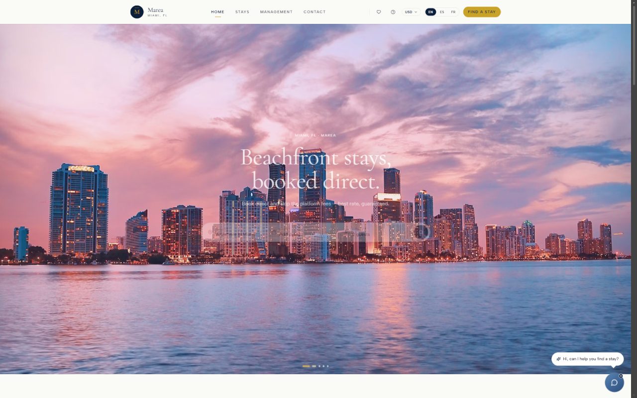 Marea — multi-property booking brand with AI concierge built by Lumo